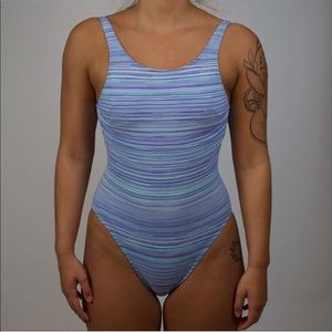 Vintage one piece bathing suit pastel blue